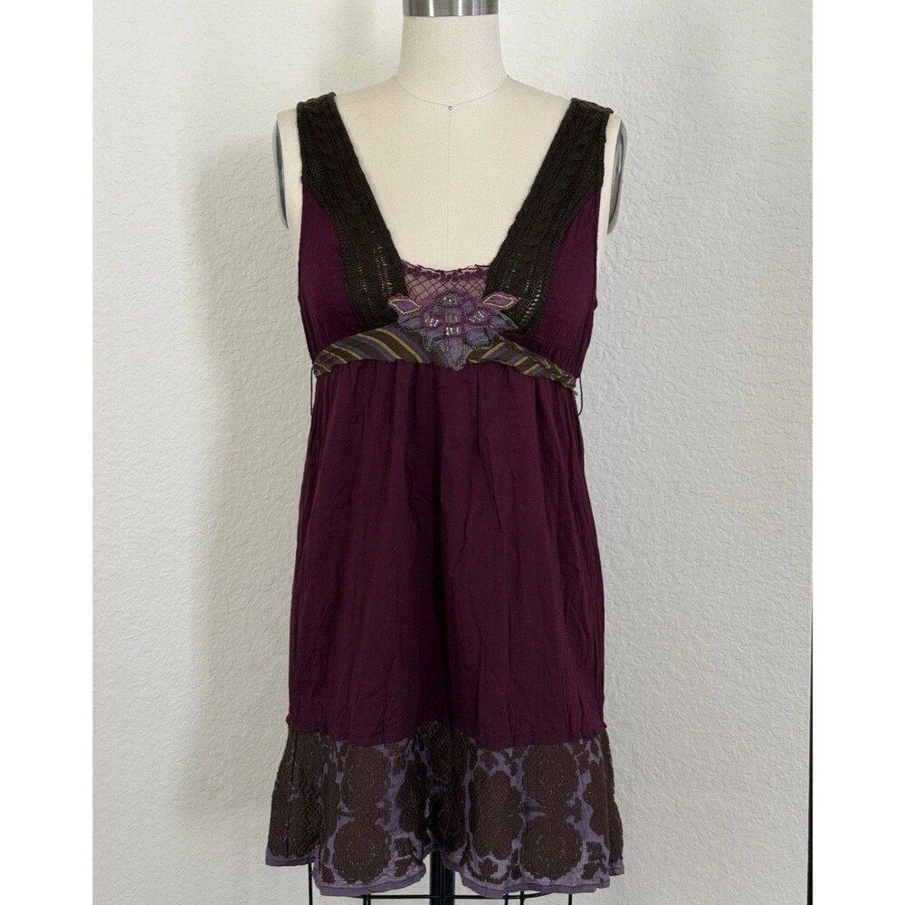 Vintage Free People Dress Y2K Boho Crochet Lace Empire Waist Festival S - Picture 3 of 16